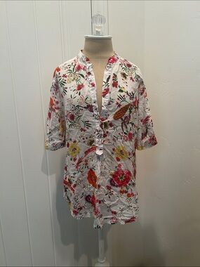 Calypso Floral Button-Front Blouse